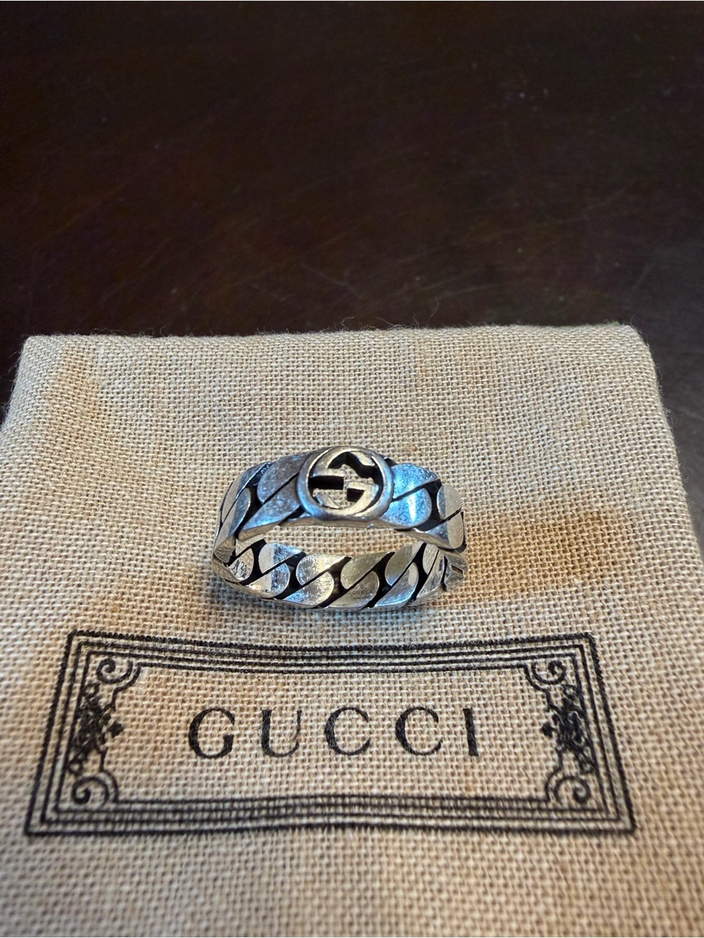 New Authentic Gucci GG Logo Ring Size IT 21 / US 9.5